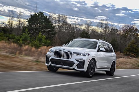 The 2019 BMW X7 xDrive50i using its 456 horsepower V8 to get up to speed on the road