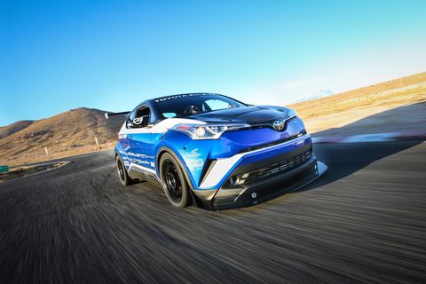 You may think the Toyota C-HR is just another small crossover utility vehicle, and it is - in production form. But Toyota gave one to Dan Gardner of DG-Spec, and a year later it appeared at SEMA, with 600 hp. We drove it on the big course at Willow Springs and will never dismiss small crossover utility vehicles again.