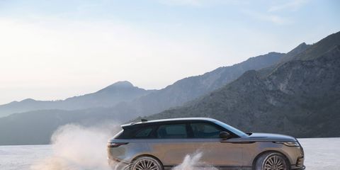 The all-aluminum 2018 Range Rover Velar arrives in the U.S. this summer riding on a variant of the F-Pace platform with three engine choices: 2.0-liter diesel, 2.0-liter supercharged gasoline and a 380-hp supercharged V6.