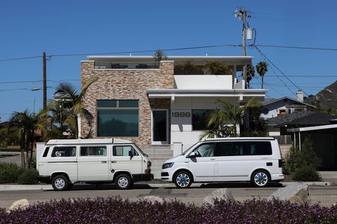 A T6 parks next to a T3, what we called the Vanagon.