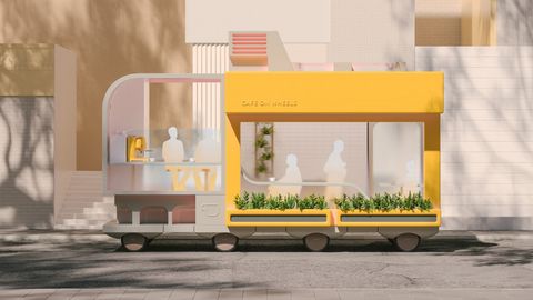 Cafe concept. IKEA's Space10 has come up with several vehicle concepts designed to illustrate potential AVs in the age when everything is autonomous.