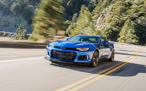 The 2017 Camaro ZL1 gets the mighty 650-hp 6.2-liter supercharged V8 from the Corvette ZO6 with your choice of six-speed manual or an all-new 10-speed automatic. 0-60 comes up in 3.5 seconds. Price is $63,435. Manual's on sale now, automatic will be in showrooms in first quarter of 2017.