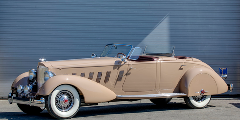 The Academy of Art University in San Francisco - which offers transportation design - is selling 50 cars from its private collection to make room for a new public automotive museum it's working on. This is LOT S125, a 1934 Packard 1108 V-12 Sport Phaeton with Fran Roxas Coachwork in the Style of LeBaron