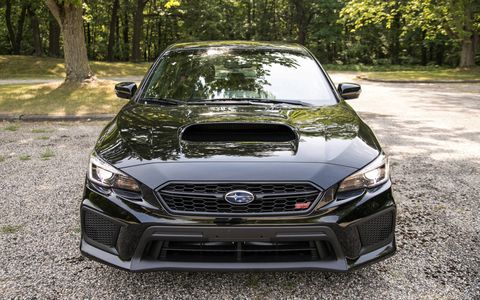 The 2018 Subaru WRX STI has a 2.5-liter turbocharged boxer engine producing 305 hp and 290 lb-ft of torque.