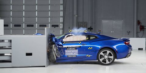 The IIHS tested the Ford Mustang, Chevy Camaro and Dodge Challenger in small overlap crashes.