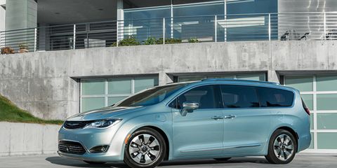 The Chrysler Pacifica Hybrid is a plug-in hybrid, with a relatively big 16-kWh battery that's good for a 30-mile range on electricity alone, It gets 80 MPGe city and a total range of 530 miles. Inside it's all Chrysler Town & Country utility. Pricing starts at $43,090 before Federal rebate of $7500, meaning you pay $35,590 in most states, $33,090 in states with more rebate money like California.