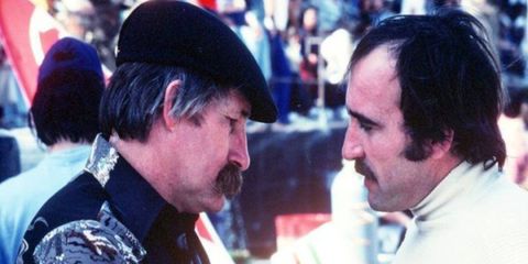 Chuck Jones, left, and Clay Regazzoni in Spain in 1977