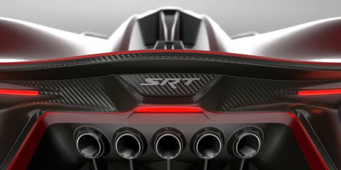The SRT Tomahawk Vision Gran Turismo concept is powered by an exotic V10/pneumatic drive hybrid powertrain and it can top 400 mph. It also only exists digitally -- the radical one-seater was created for the Gran Turismo 6 driving simulation video game.