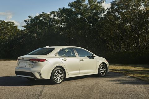 The 2020 Toyota Corolla Hybrid gets two motors and a 1.8-liter four to produce 121 hp.