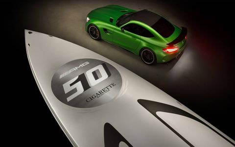 The Cigarette Racing Team 50' Marauder AMG celebrates ten years of CRT's collaboration with AMG with 3,100 hp.