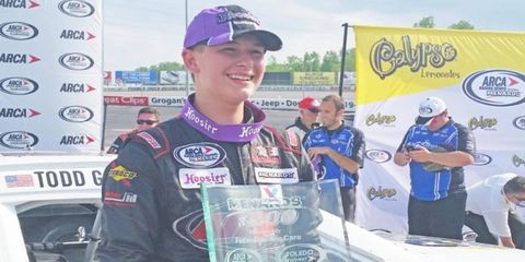 Todd Gilliland won his ARCA debut on Sunday in Toledo, just two days after he became old enough to drive in the series.