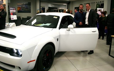 This 2018 Dodge Challenger SRT Demon was won by enthusiast Ted Parrott, who paid $14,700 for the right to buy this limited-edition land rocket.