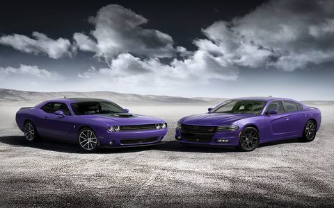 Dodge reintroduced Plum Crazy purple as a paint color for the 2016 Charger and Challenger at the 2015 Woodward Dream Cruise