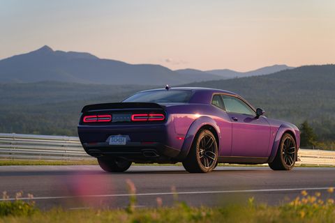 New for 2019, Dodge offers the Widebody Package on the Challenger R/T Scat Pack model, which adds 3.5 inches to the overall width. Dodge says that improves handling and braking for the naturally aspirated muscle car.