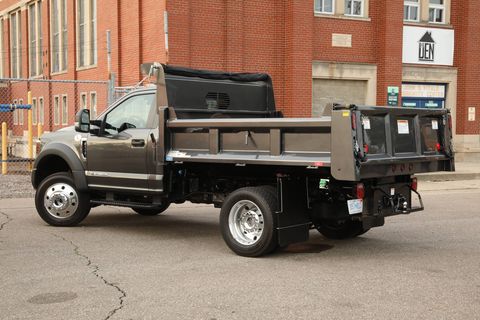 The 2018 Ford F-550 chassis cab comes with the option of a 6.8-liter V10 gasoline engine or a 6.7-liter diesel.