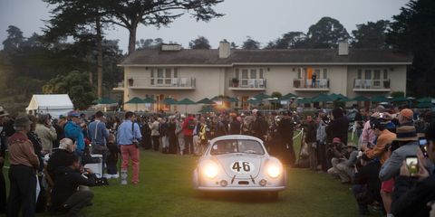 When Emory Motorsports finished the restoration, they showed old number 46 at the Pebble Beach Concours. Before it was finished, the race car was shown at Rennsport Reunion in the bare metal.