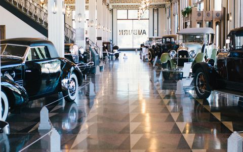 Step inside the Auburn Cord Duesenberg Automobile Museum in … and step out of the usual flow of time. The centerpiece of the Auburn, Indiana museum is the preserved art deco factory showroom, which is just as impressive as the cars displayed in it.