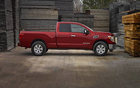 The Nissan Titan King Cab is smaller than the crew cab Nissan Titan but slightly larger than the standard cab.