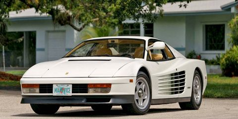 This Ferrari Testarossa is one of two white examples that were used in the filming of "Miami Vice" after the Daytona was blown up.
