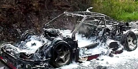 A video posted on Facebook by Patrich Poggi shows the aftermath of the April fire that destroyed a Ferrari F40.