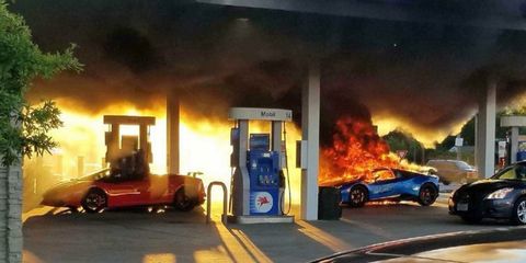 Lamborghini Huracan Performante destroyed in gas station fire