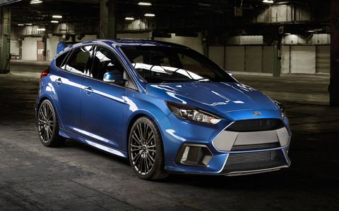 This is our first look at the 2016 Ford Focus RS, the Blue Oval's new all-wheel drive hot hatch powered by a 2.3-liter turbocharged inline-four. Unlike previous cars to wear the RS badge, this one will be sold in the United States.