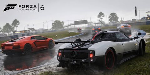 The new "Forza Motorsport 6," due out Sept. 15, has 26 tracks and 148 different coefficients of friction. Here's some rain.