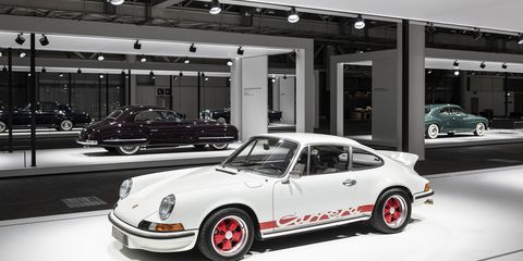 Grand Basel is an automotive take on the established Art Basel shows held around the world. Last week's Grand Basel was all about automobiles, 113 of them. Some were for sale, most were for display. Here are some of our favorites. This is a 1973 Porsche Carrera 911 2.7 RS.