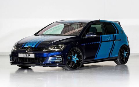With over 400 hp on tap, this VW GTI show car is one hot hybrid hatch.