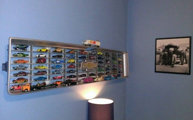 A Chevy Silverado grille is a perfect place to stash your Hot Wheels cars