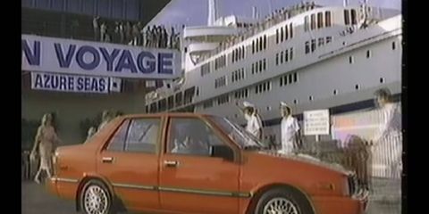 Who wouldn't want to buy this beauty? We can picture it now -- sitting in a subcompact car watching people get in and out of a cruise liner they can't afford to be on. Ah, the '80s.