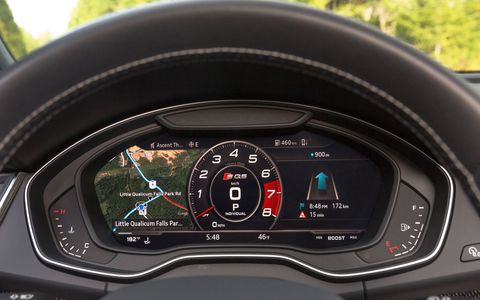 The Audi Virtual Cockpit replaces traditional gauges with a digital screen.