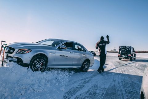 Scenes from the AMG Winter Driving Academy on the deep-frozen Lake Winnipeg in Gimli, Manitoba.