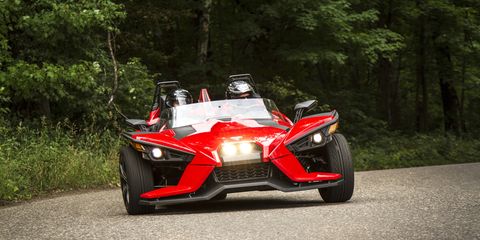 The 2015 Polaris Slingshot SL operates more like a car than a motorcycle, making it perhaps the purest little production "sports car" available.