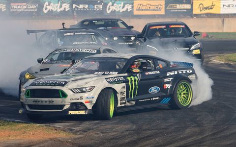 Professional and amateur drifters duke it out on the same track during Gridlife South.