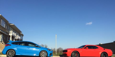 We took the 2018 Dodge Challenger Hellcat Widebody and 2017 Ford Focus RS down to Tire Rack's proving grounds in South Bend, Indiana.