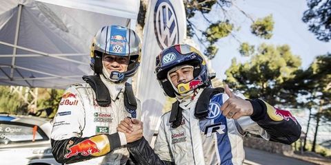 Sebastian Ogier (left) and Brazilian soccer player Neymar, took a wild ride in a World Rally Championship car recently.