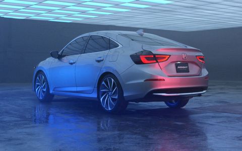 The 2019 Honda Insight prototype will make its debut at the 2018 Detroit auto show. Honda has not released fuel economy figures for the third-generation hybrid, which uses a 1.5-liter Atkinson gasoline engine and an electric motor, but the automaker expects them to be competitive with other hybrids in the segment.