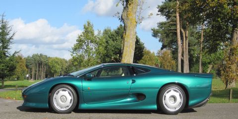This Jaguar XJ220 shows less than 6,000 miles on the odometer.