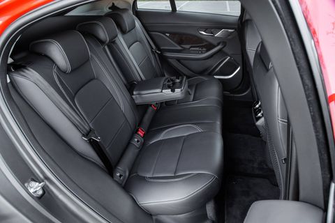 Because its mechanical systems don’t intrude on the passenger compartment, the Jaguar I-Pace’s cabin is roomy; it feels about one vehicle size larger than its footprint would suggest.