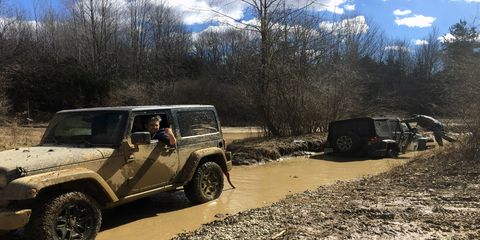 Our long-term 2016 Jeep Wrangler tackled most of what The Mounds off-road park could throw at it, 'cept for waist-deep mud.