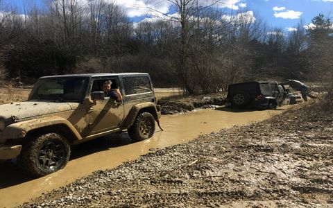 Our long-term 2016 Jeep Wrangler tackled most of what The Mounds off-road park could throw at it, 'cept for waist-deep mud.