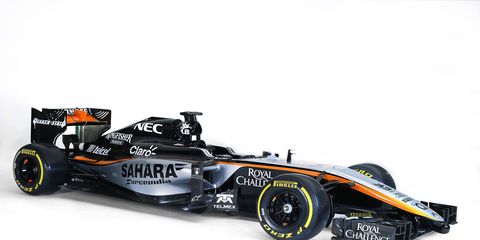 The Force India Formula One team unveiled its 2015 livery on an old Force India car in Mexico City on Wednesday. The 2015 car will be unveiled in Barcelona in February.