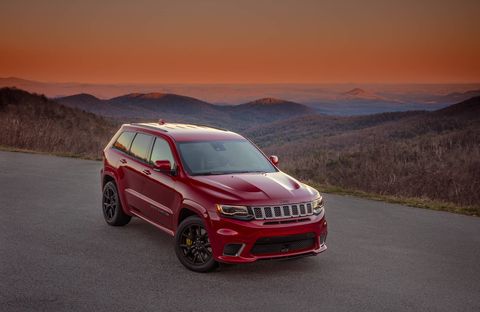 The Jeep Grand Cherokee Trackhawk sends 707 hp through a four-wheel-drive system and can rocket to 60 in 3.5 seconds.