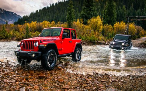 Offering new engine options, including a 2.0-liter turbocharged inline-four and an upcoming diesel, and sporting a redesigned body formed from lightweight materials, the 2018 Jeep Wrangler JL promises more off-road capability (and on-road comfort) than anything that came before it. The red two-door shown here is a Rubicon; the four-door Unlimited is a Sahara.