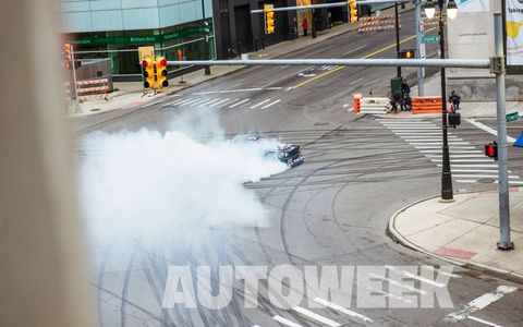 Ken Block secretly shipped his 1,400-hp Hoonicorn Mustang to Detroit for his latest adventure.