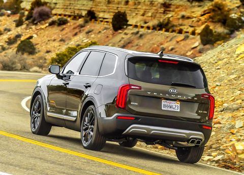 The Telluride has a 291-hp 262-lb-ft 3.8-liter V6 that'll tow up to 5000 pounds of fun stuff.