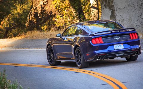 The 2018 Ford Mustang GT has a 5.0-liter V8 that now produces 460 hp at 7,000 rpm and 420 lb-ft of torque at 4,600 rpm. That’s a bump of 25 hp and 20 lb-ft of torque over last year's model.