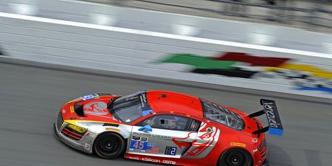 In 2014, the Flying Lizard Motorsports' No. 45 car was driven at Daytona by Nelson Canache Jr., Spencer Pumpelly, Tim Pappas and Markus Winkelhock.
