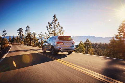 The 2018 Hyundai Santa Fe is available with front- or all-wheel drive and is powered by a 3.3-liter, 290-hp V6.